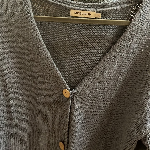 MissLook Denim Colored Cardigan Sweater - size Large - Picture 3 of 5